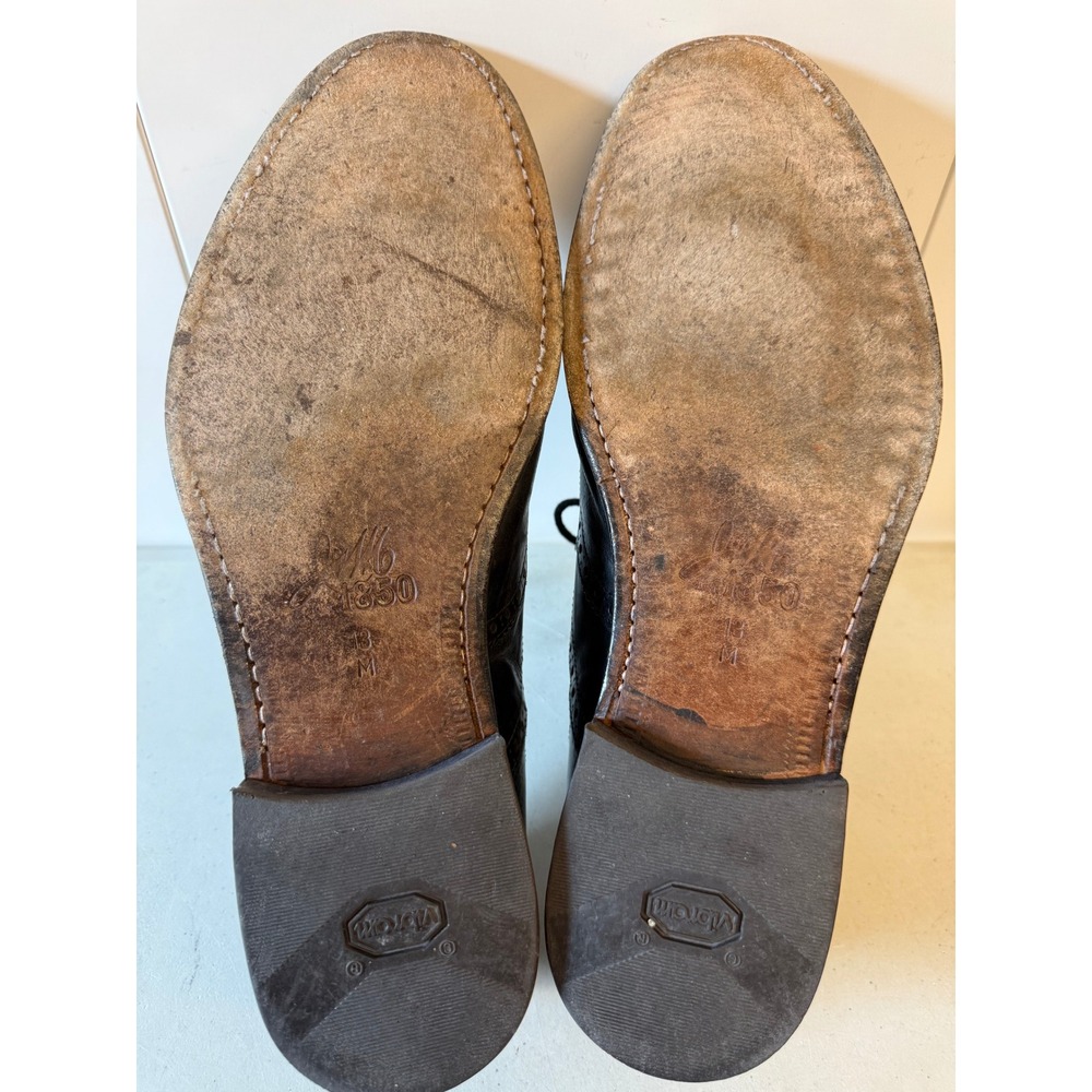 Johnston & Murphy J&M 1850 Mens Black Leather Wingtip Oxford Shoes 13 M Italy - Picture 7 of 8